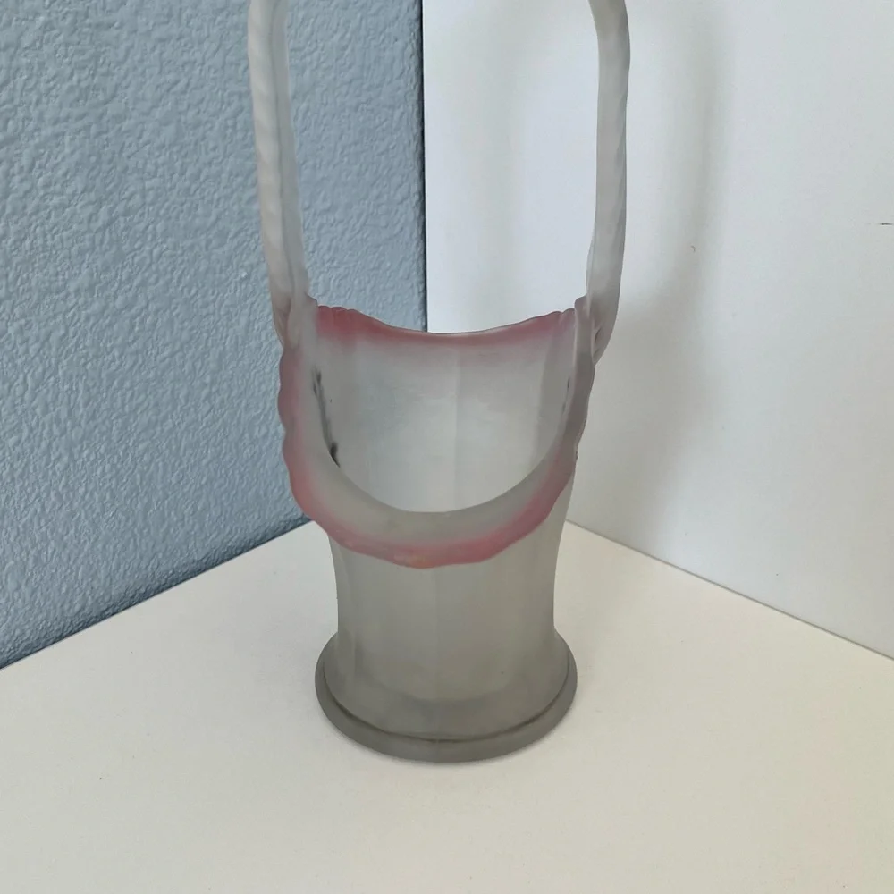 Vintage Westmoreland Frosted Pink and Gray Vase - Picture 2 of 7